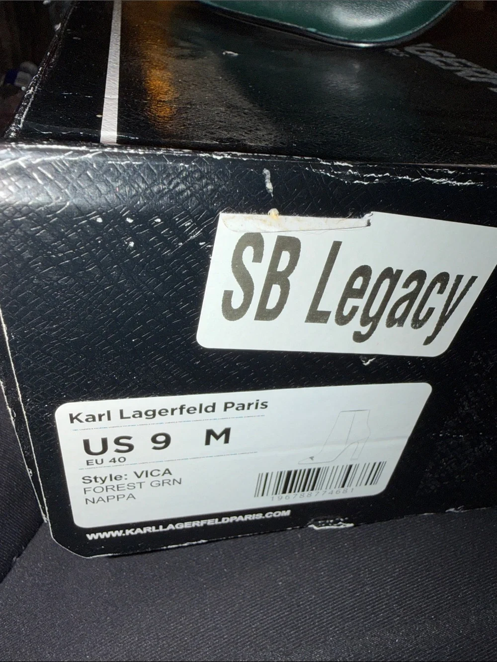Karl Lagerfeld Dark Teal‎ Leather Square Toe Ankle Boots